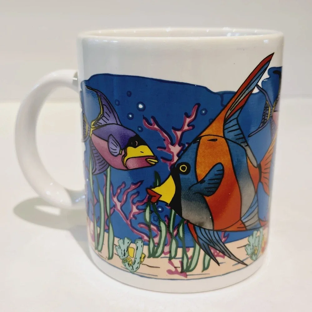 Florida Vintage Ceramic Colorful Tropical Beach Reef Fish Coffee Mug Cup ERCO